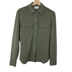Vintage 90s Ann Tjian for Kenar Utility Long Sleeve Collared Shirt Green Size 6